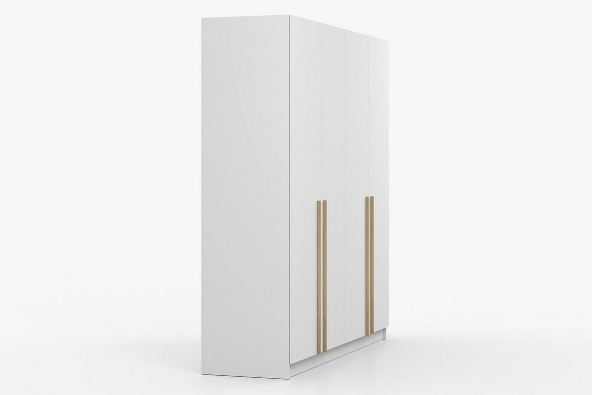 KLEIDERSCHRANK SAVI 4D 200/210/57 cm in Weiß - Weiß, Holzwerkstoff (200/210/57cm) - Deine Möbel 24