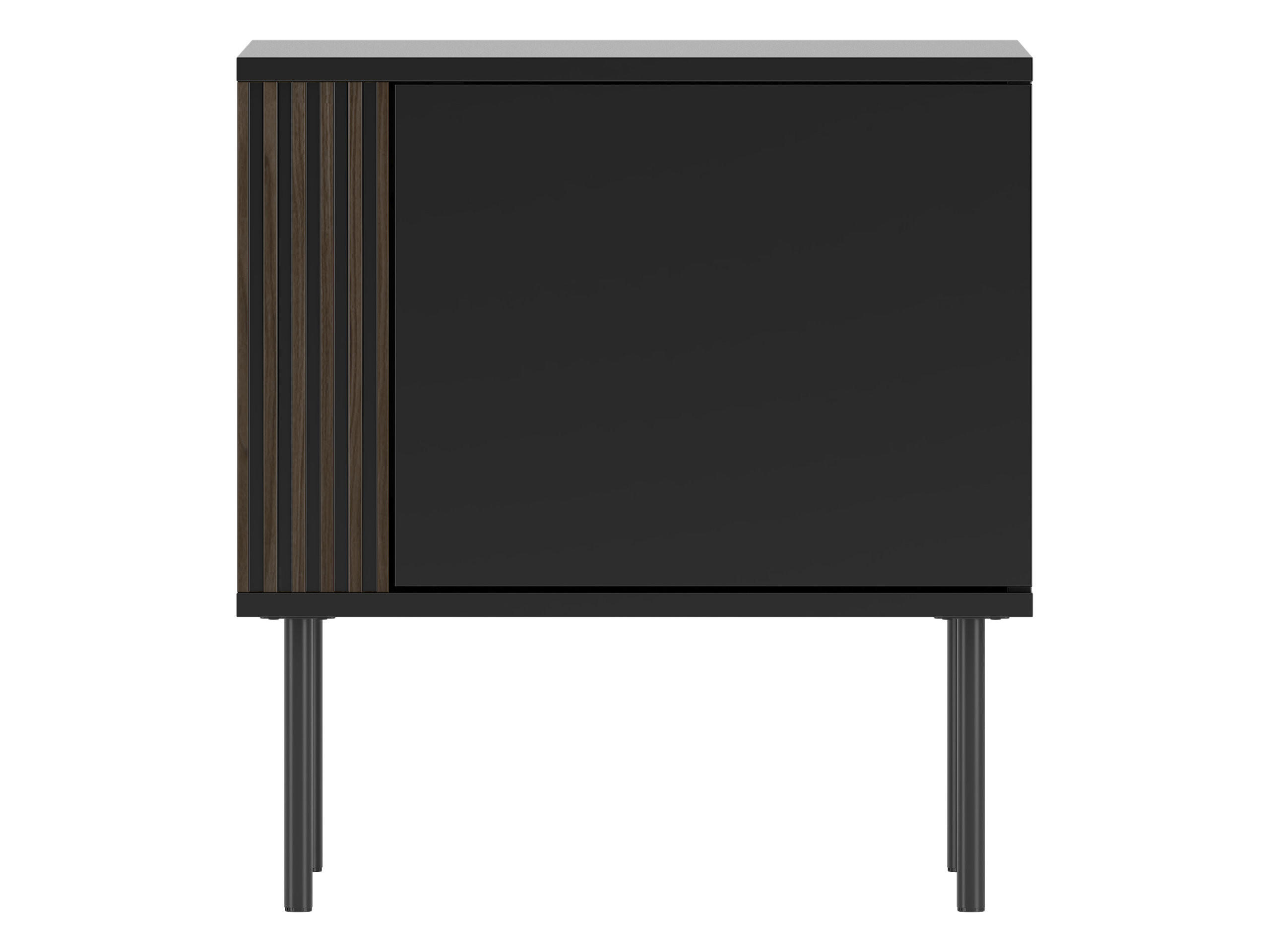 NACHTTISCH 1D 53 Notte 06 - Nussbaumfarben/Schwarz, Holzwerkstoff/Metall (53/57/37cm) - MIRJAN24