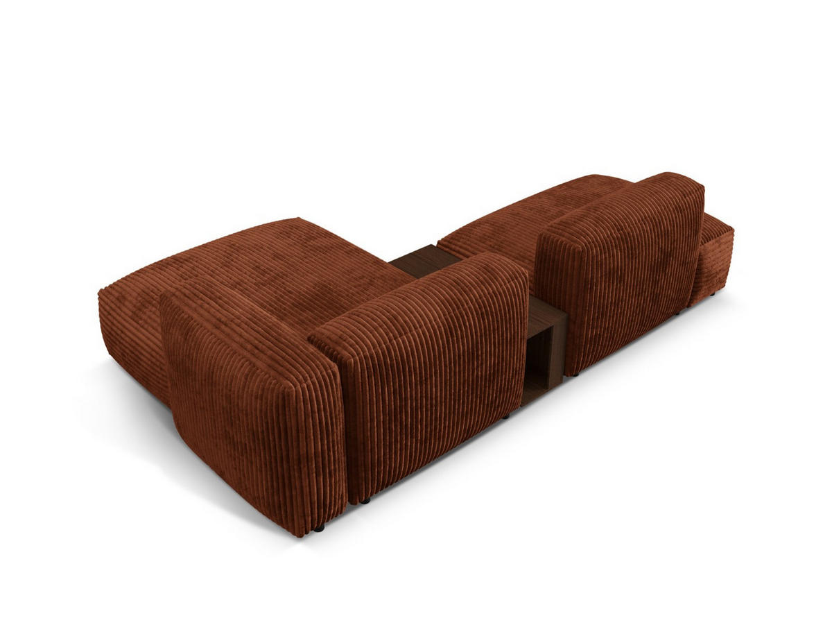 ECKSOFA modular rechts Martina aus Cord ziegelrot 2 Sitzplätze - Orange, Textil (176/285cm) - Micadoni