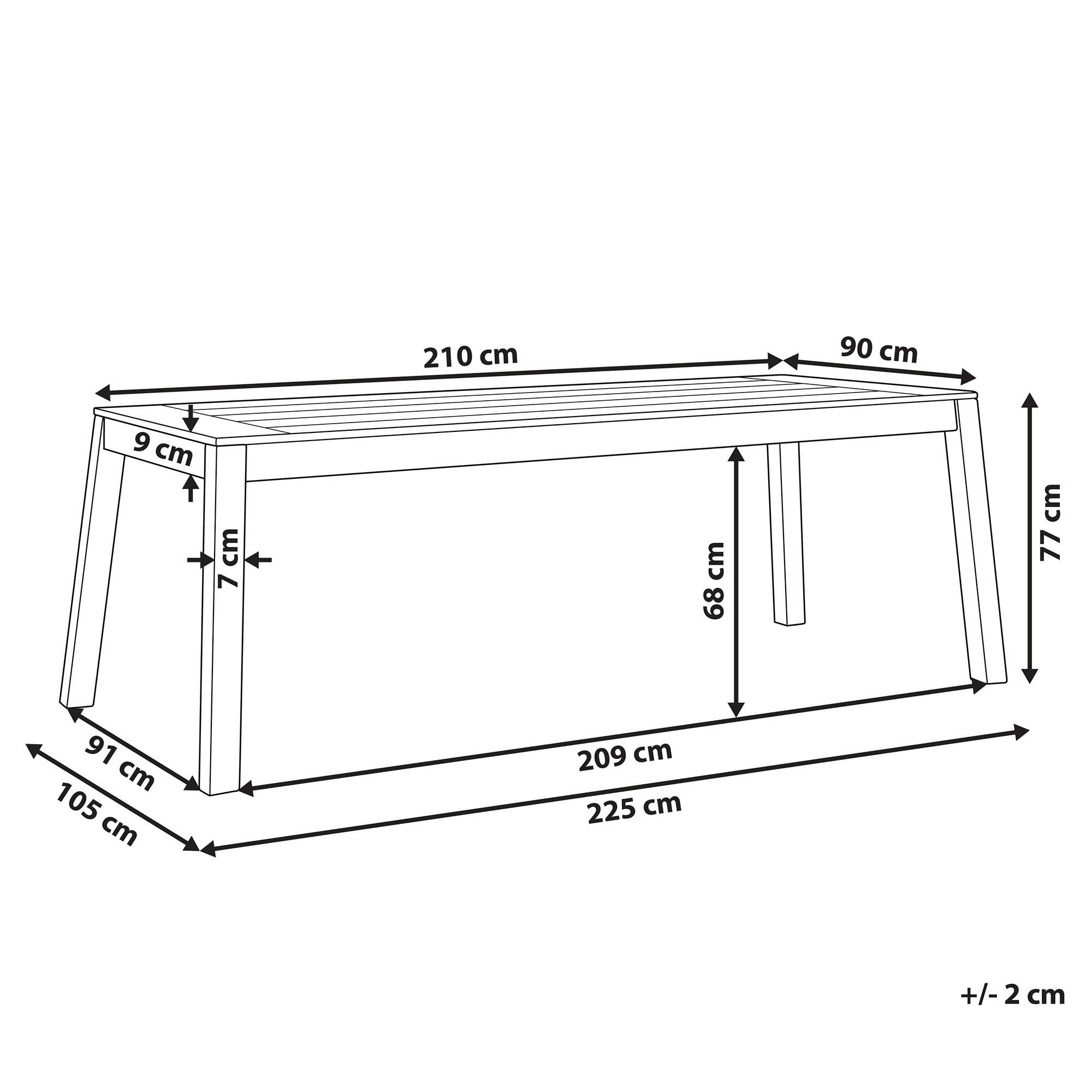 Thumbnail - Beliani Gartentisch, Hellbraun, Holz, Quadratisch, 90x77x210 cm, Gartenmöbel, Gartentische, Gartentische
