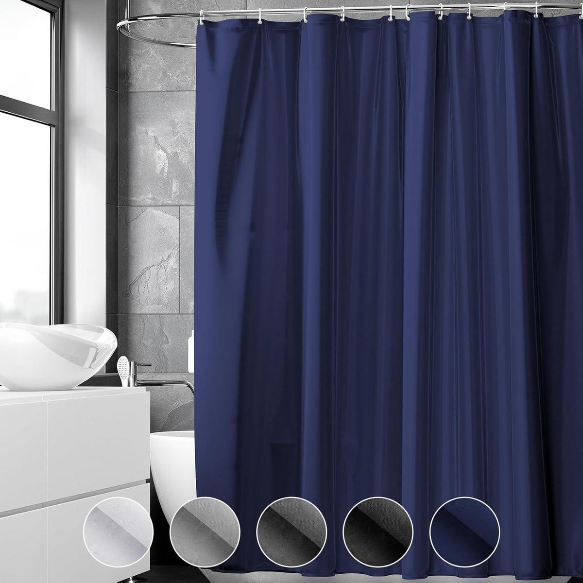 DUSCHVORHANG 180 x 220 cm Dunkelblau - Dunkelblau, Textil (180/220cm)