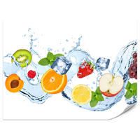 FOTOTAPETE für Küche Erfrischende Früchte Eis Wasser Orange Minze Zitrone Kiwi 400x280 - Gelb/Rot, Papier (400/280cm) - Muralo