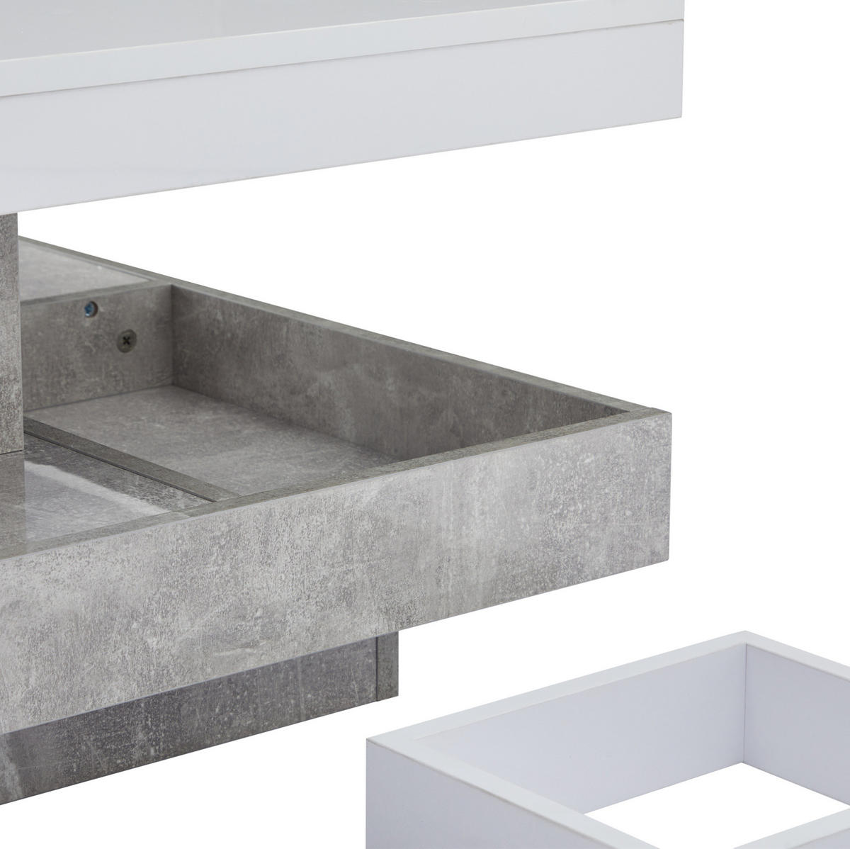 COUCHTISCH 70/70/36 cm weiß/marmor aus Spanplatte mit 360° drehbarer Platte - Weiß, Holzwerkstoff (70/70/36cm) - OKMYHOME