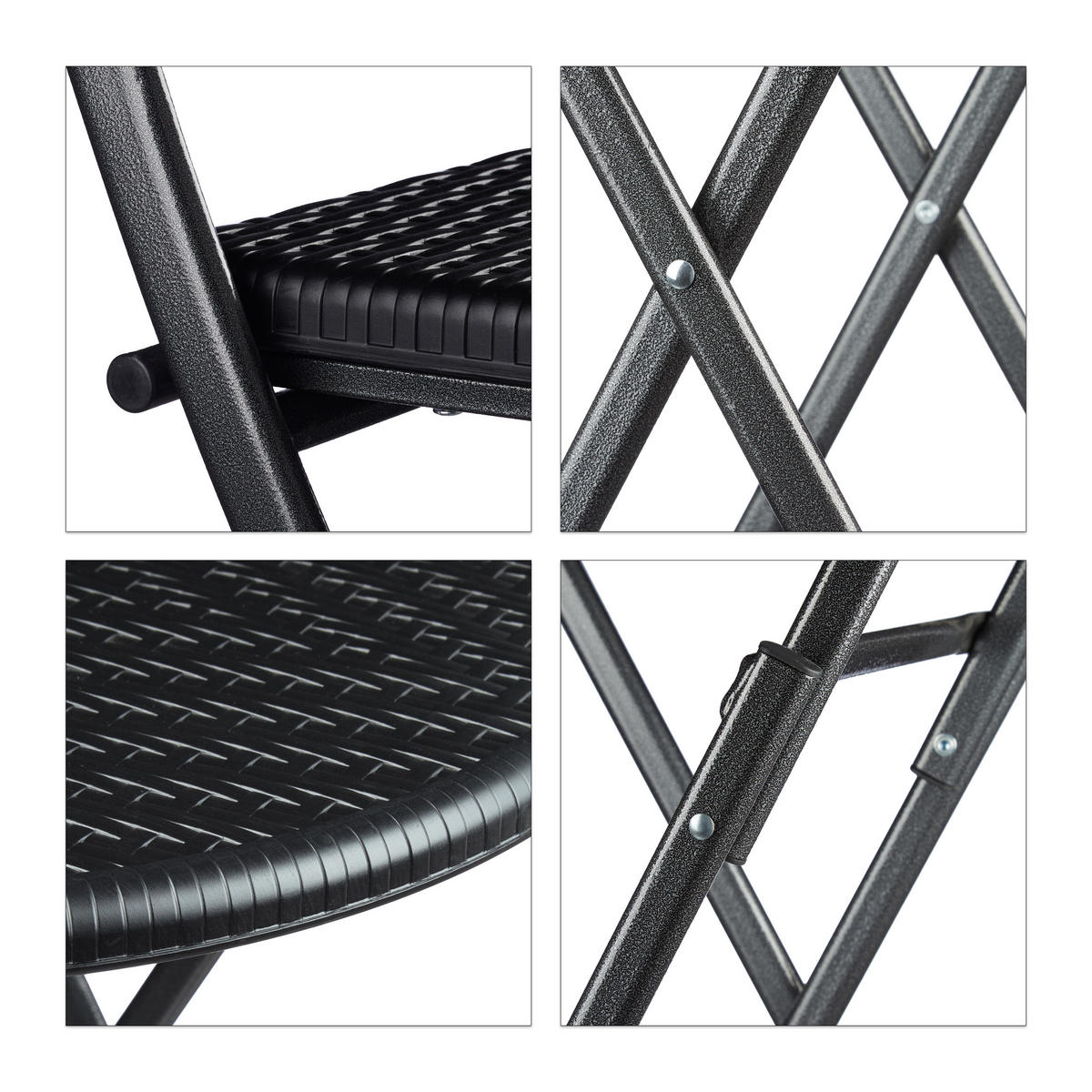 GARTENMÖBEL Set - Schwarz, Kunststoff/Metall - Relaxdays