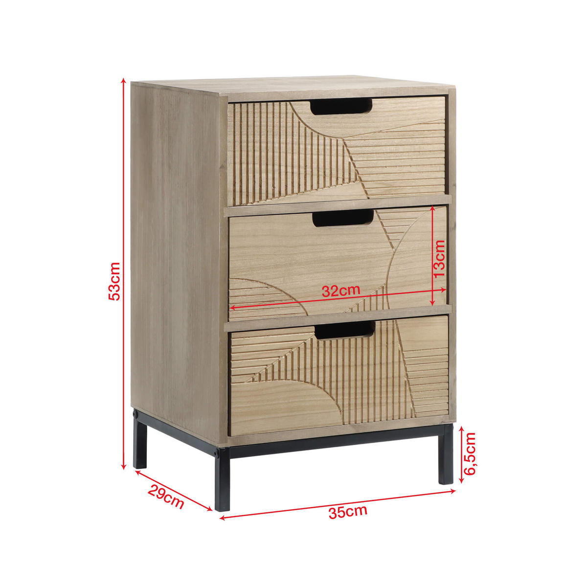 NACHTTISCH Braun 29/35/53 cm - Braun, Holz (29/53/35cm) - Mobili Rebecca