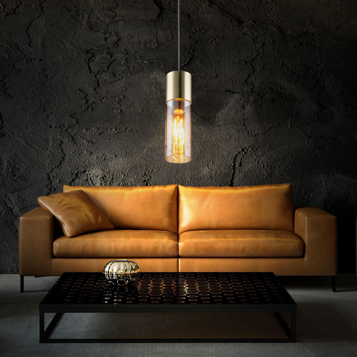 HÄNGELEUCHTE Messing Orange 2er Set - Orange, Glas (10.5/10.5/152.5cm)