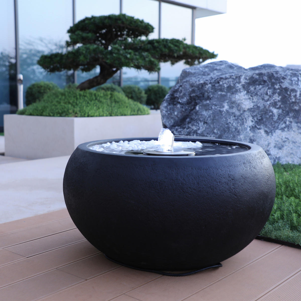 GARTENBRUNNEN Tao 68 x 68 x 38 cm - Schwarz, Naturmaterialien (68/68/38cm) - Elementi