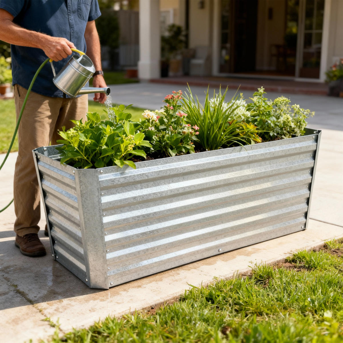 HOCHBEET - Silberfarben, Metall (57/60/57cm) - Relaxdays