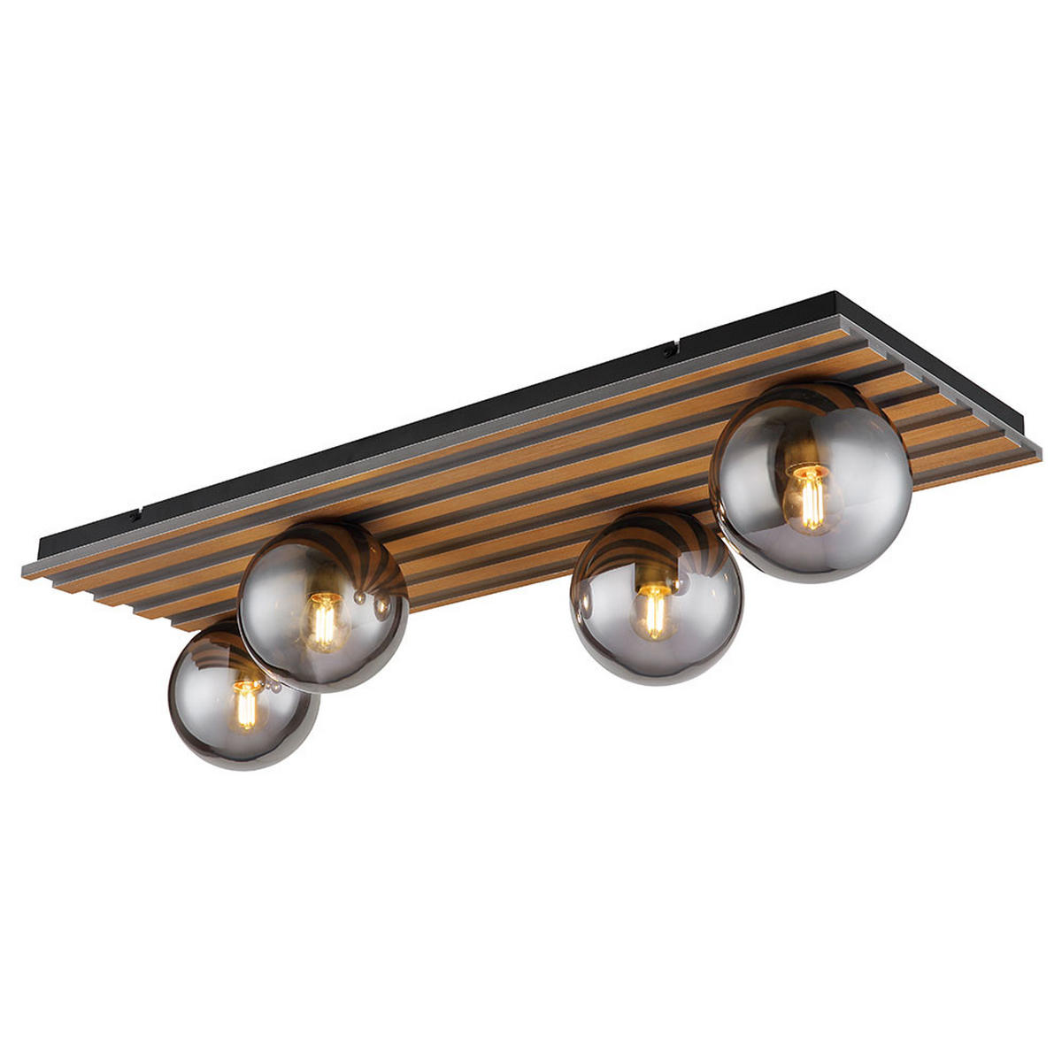 LED DECKENLEUCHTE Metall Schwarz Rauchglas - Schwarz, Glas (90/30/20cm) - Globo Lighting