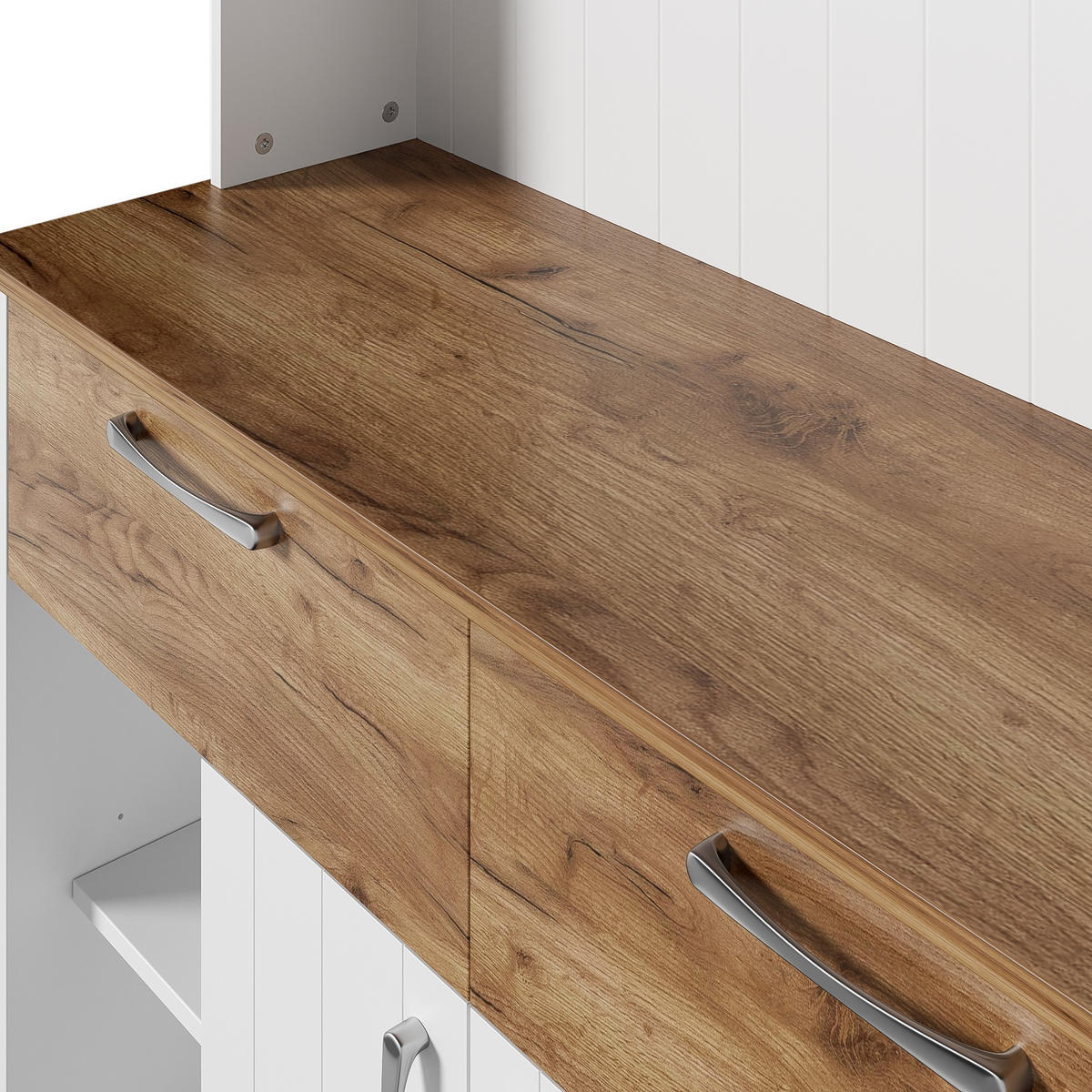BUFFET 106/39/176,5 cm Küchenbuffet,Küchenschrank 2 Schubladen,Weiß - Weiß, Holz (106/176.5/39cm) - LVHOM