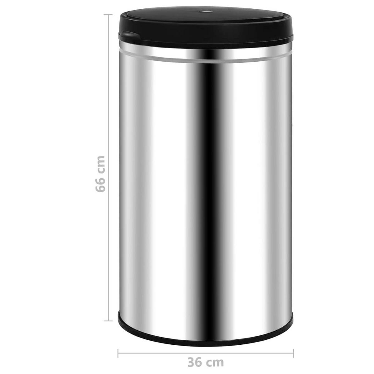 MÜLLEIMER mit Sensor 60L Edelstahl Abfalleimer Automatik - Silberfarben, Metall (36/66/36cm) - DELUKE