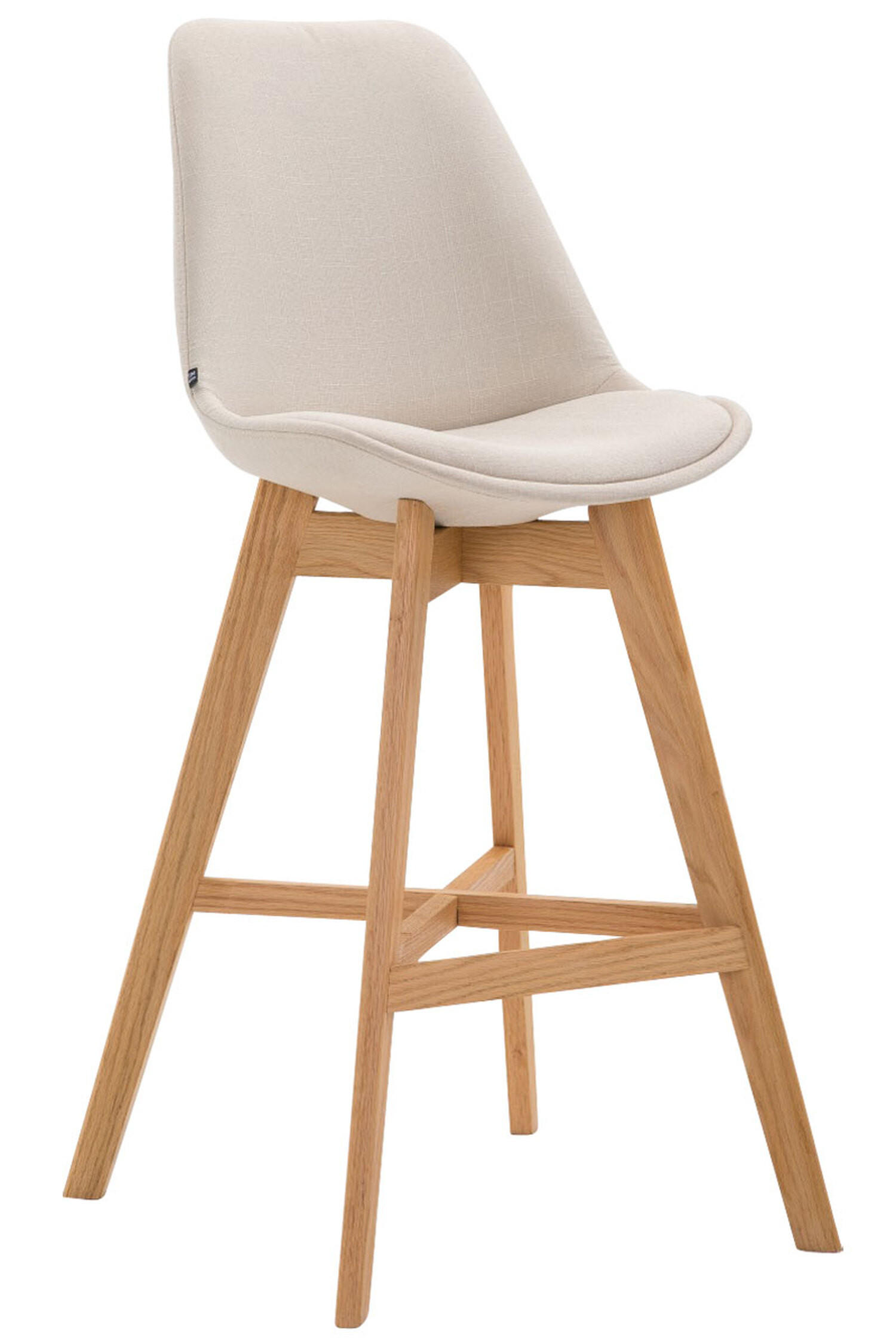 BARHOCKER Canada, Gestell Narura, Stoff Creme - Creme/Naturfarben, Holz/Textil (48/100/56cm) - TPFLiving