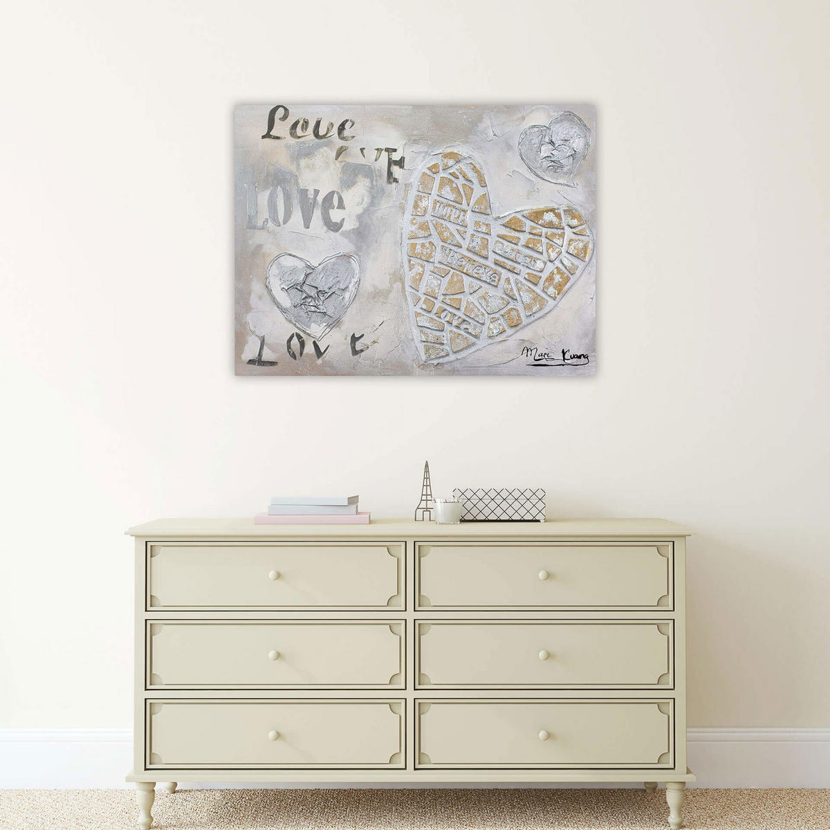 ACRYLBILD HANDGEMALT 80/60 cm - Beige/Grau, Holz/Textil (1.64/60cm) - KUNSTLOFT