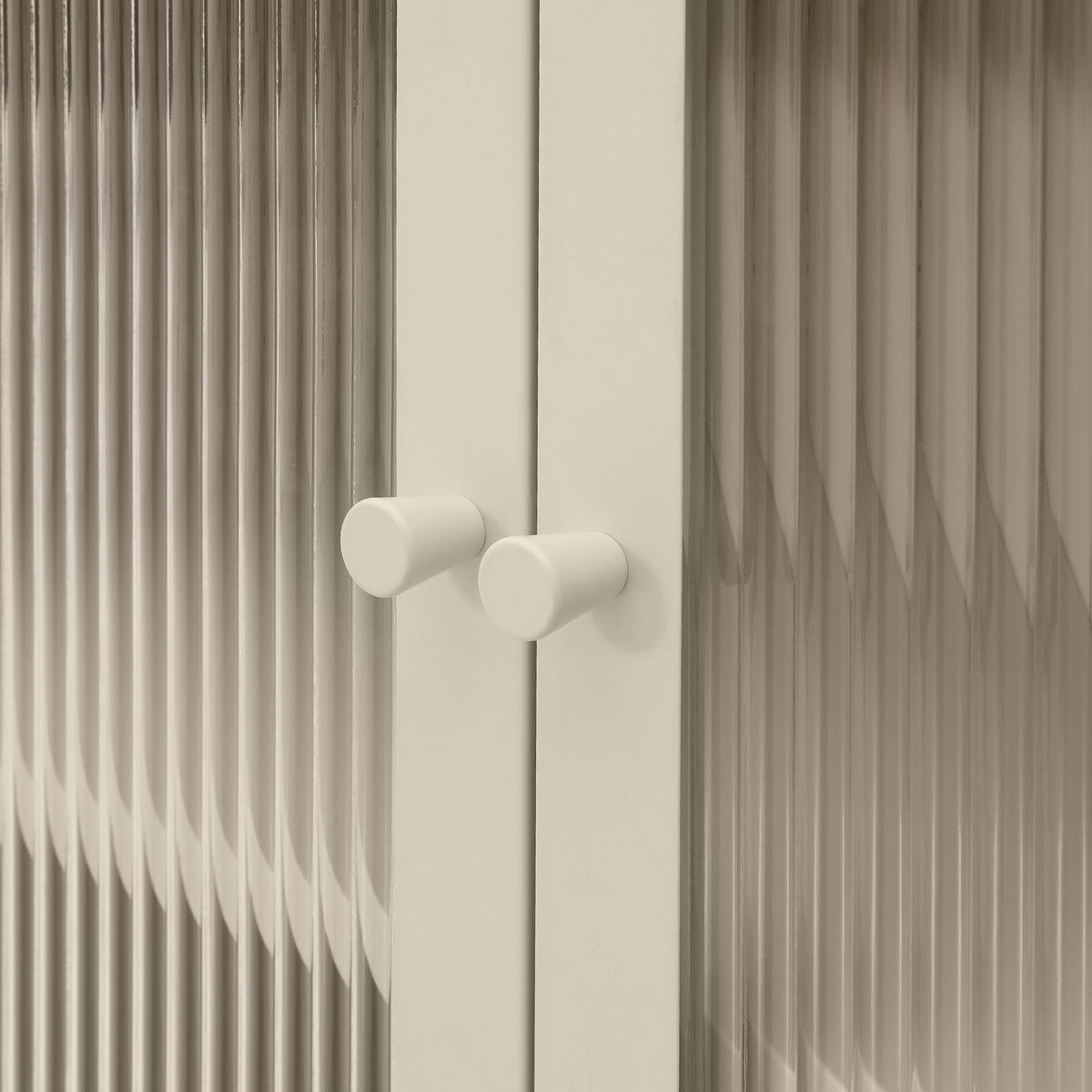 KURT Sideboard aus Metall im Industriestil mit 2 Türen, beigefarbenes Riffelglas, 80 cm - Beige, Metall (80/90/35cm) - Sicaan