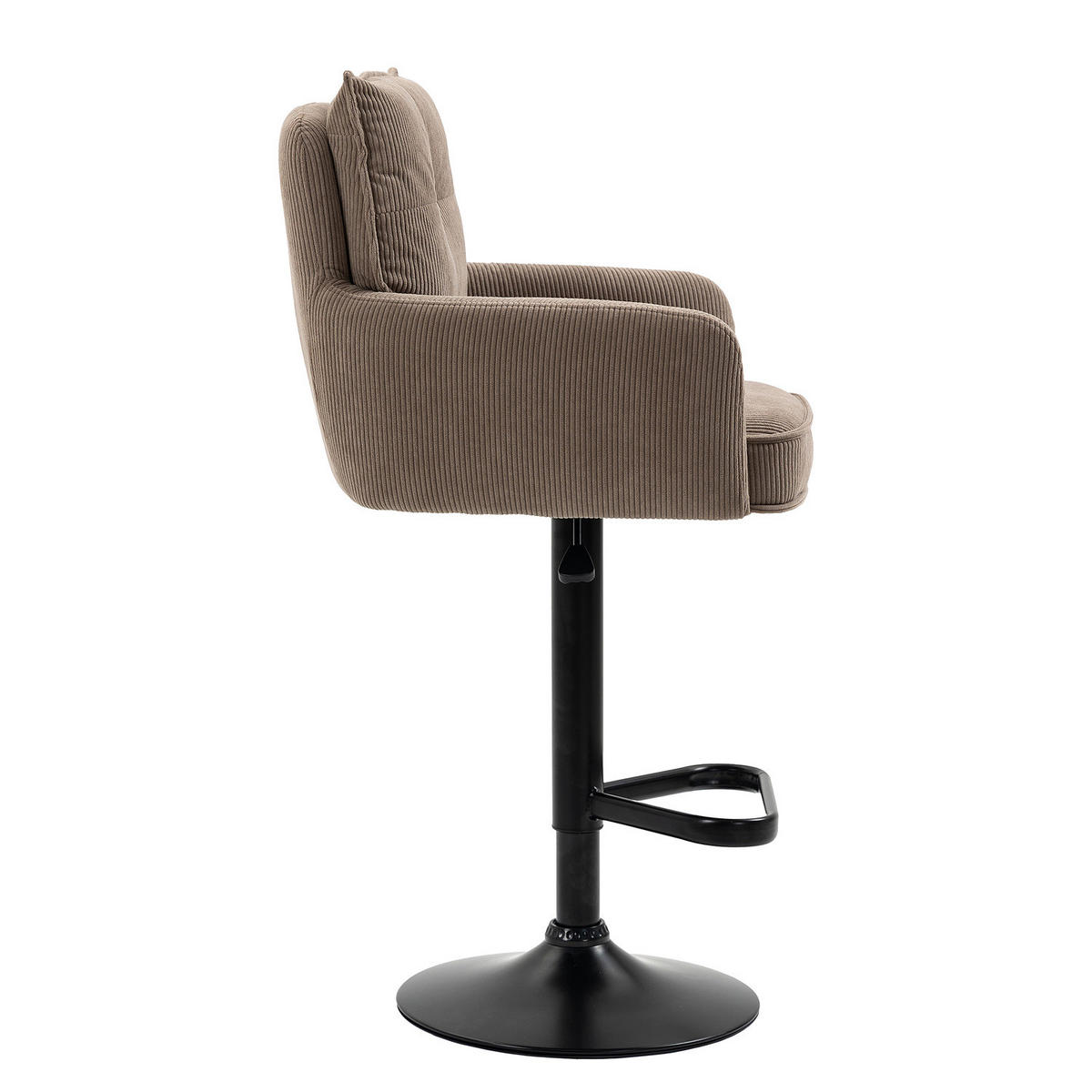 BARSTUHL - 2er-Set - Höhenverstellbar - Cord / Eisen - Braun, Textil/Metall (54/98/58cm) - home24