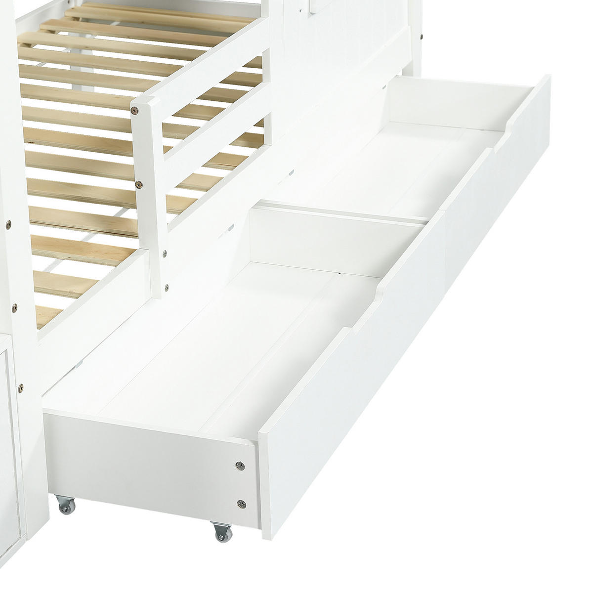 ETAGENBETT Treppenschrank Weiß 90x200cm - Weiß, Holz (90/200cm) - ComfortXL