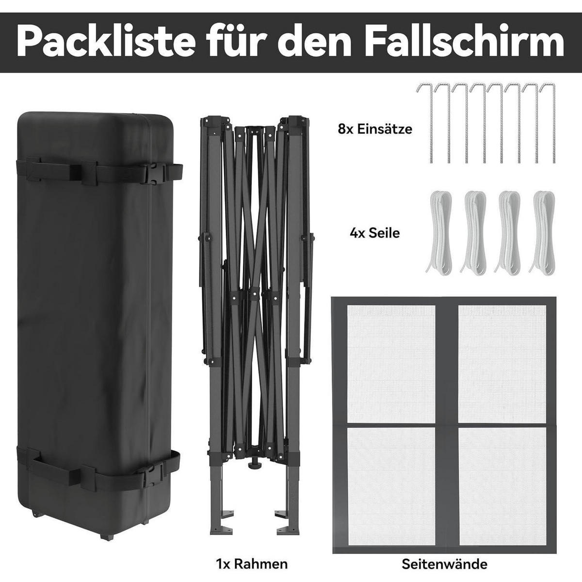 GARTENPAVILLON 4 x 4 m Anthrazit mit Moskitonetz - Anthrazit, Metall (400/285/400cm)