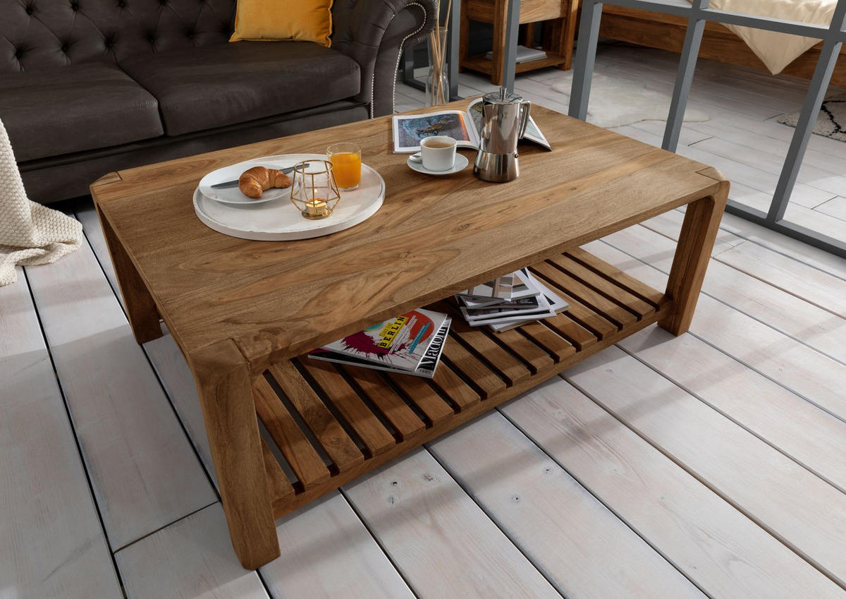 COUCHTISCH Sheesham 120x80x45 braun geölt BUENO #1001 - Braun, Holz (120/80/45cm) - Massivmoebel24