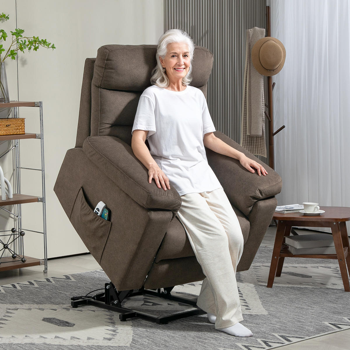 AUFSTEH-MASSAGESESSEL,HEIZUNG zwei Motoren,dunkelbraun - Braun, Textil (93/102/101cm) - Vallsero