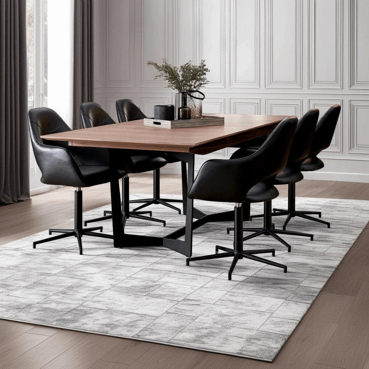 STUHL-SET 2 Stück in Kunstleder - Schwarz, Leder/Metall (59/89/64cm) - Furnhouse