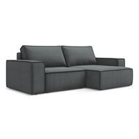 ECKSOFA mit Schlaffunktion Strukturstoff Stoff Grau - Schwarz/Grau, Kunststoff/Textil (257/148cm) - Makamii
