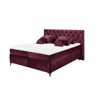 BOXSPRINGBETT 180 x 200 cm – 7‑Zonen-Tonnentaschen-Federkernmatratze, HR‑30 Topper, Samtoptik - Blau/Dunkelgrau, Kunststoff/Textil (180/200cm) - ed exciting design