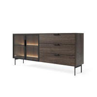 KOMMODE, Dunin-Eiche, 181,3 x 82,6 x 39,3 cm - Schwarz/Braun, Holzwerkstoff/Metall (181.3/82.6/39.3cm) - 3XE LIVING