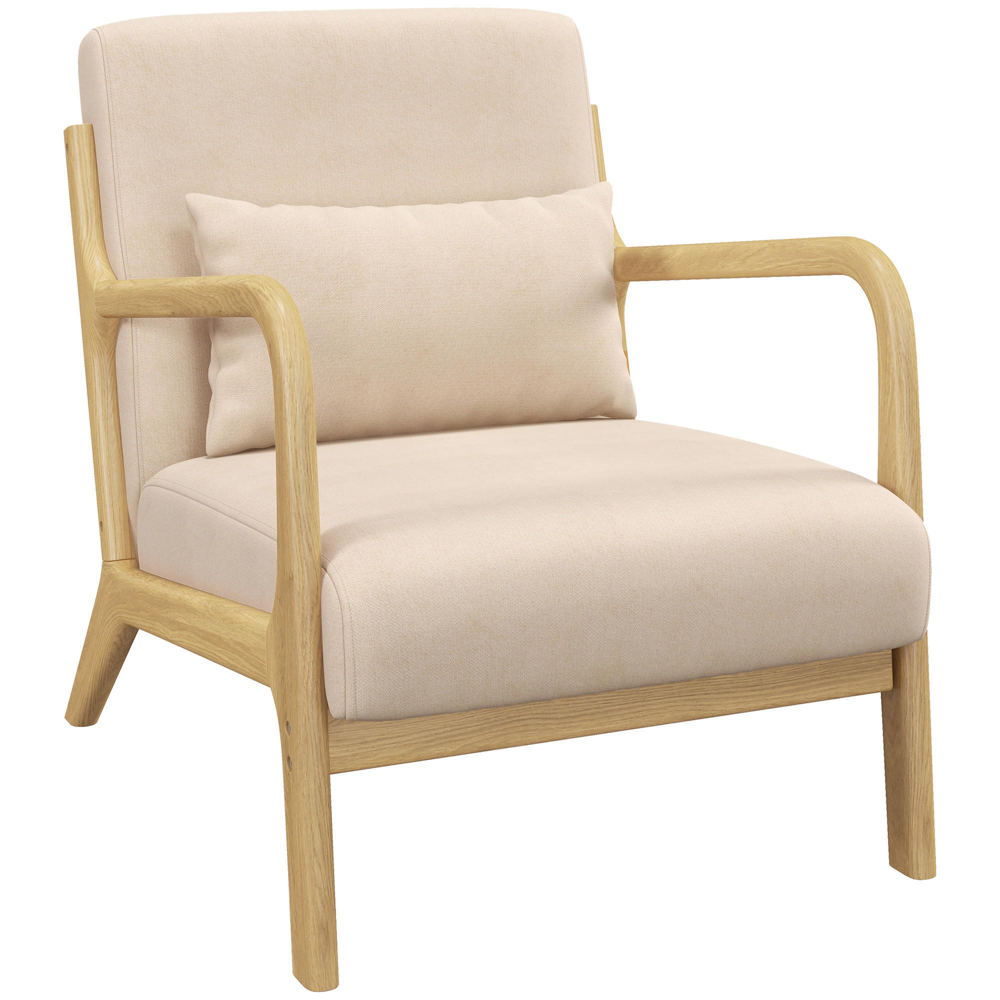 ARMLEHNSTUHL DE-13201 3 Kissen & tiefe Sitzfläche Beige - Beige, Holz (78/76/61cm) - ComfortXL