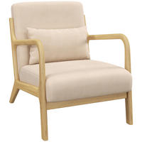 ARMLEHNSTUHL DE-13201 3 Kissen & tiefe Sitzfläche Beige - Beige, Holz (78/76/61cm) - ComfortXL