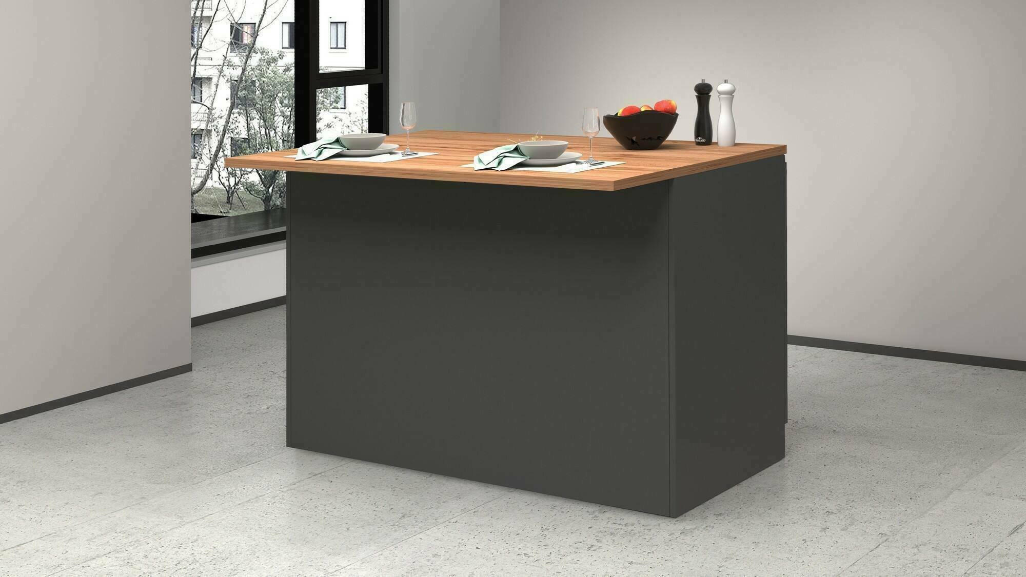 KÜCHENINSEL Anthrazit, Eiche 90/125/90 cm - Eichefarben/Anthrazit, Holzwerkstoff (125/90/90cm) - DMORA