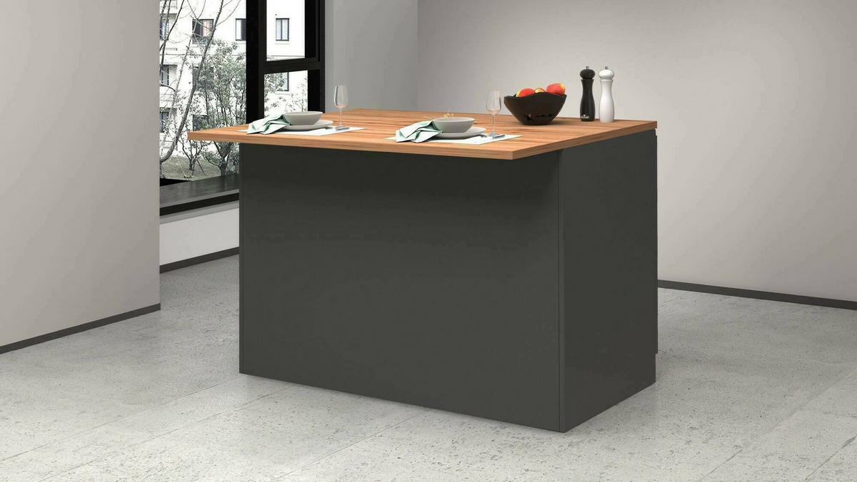 KÜCHENINSEL Anthrazit, Eiche 90/125/90 cm - Eichefarben/Anthrazit, Holzwerkstoff (125/90/90cm) - DMORA