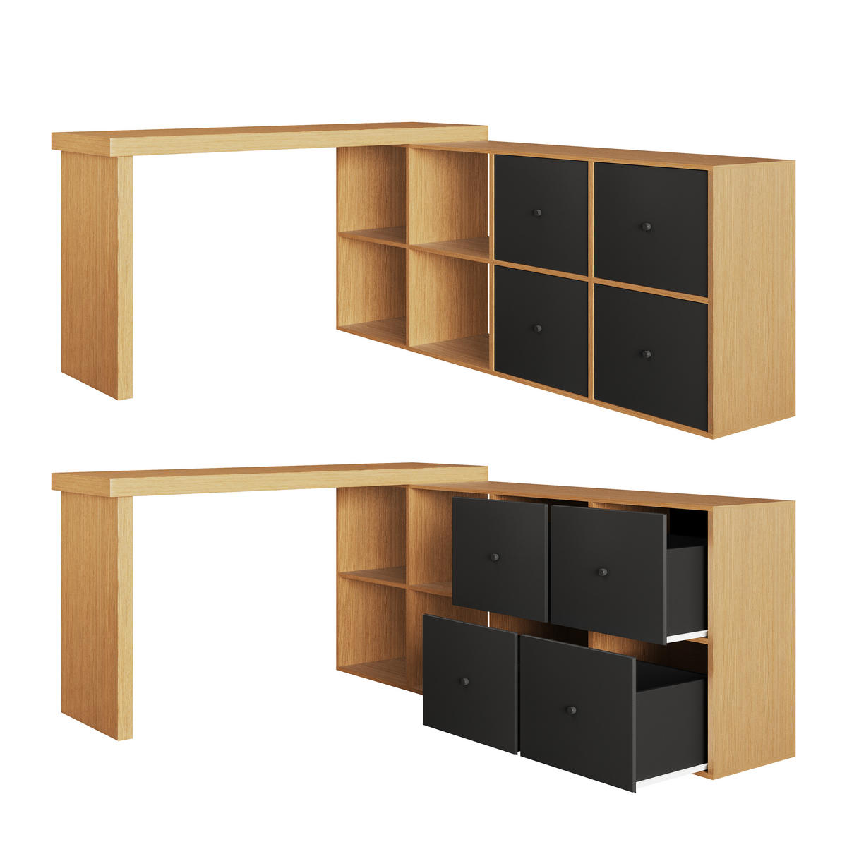 ECKSCHREIBTISCH 360° drehbar L-Form 4 Schubladen 4 Fächer MDF modern - Multicolor, Holzwerkstoff (120/48/78cm) - FLIEKS