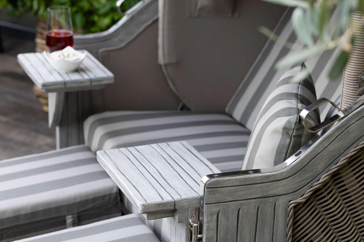 STRANDKORB Düne Koboo Grau Bullaugen - Braun/Grau, Metall (125/170/80cm) - Mr. Deko