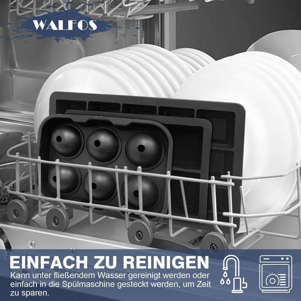 EISWÜRFELFORM 3-teiliges Set BPA-frei Silikon - Schwarz, Kunststoff (1/1/1cm)