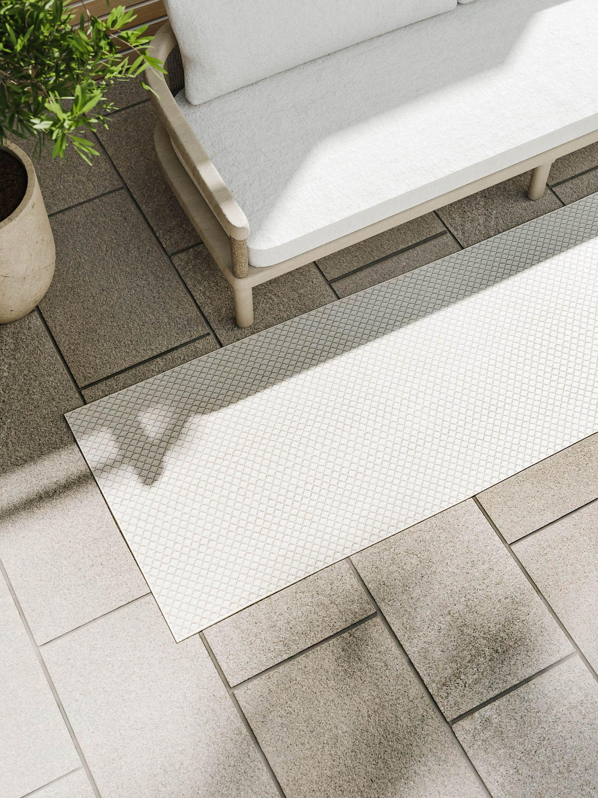 OUTDOORTEPPICH Lou Weiß 80x300 cm - Weiß, Kunststoff (80/300cm) - benuta