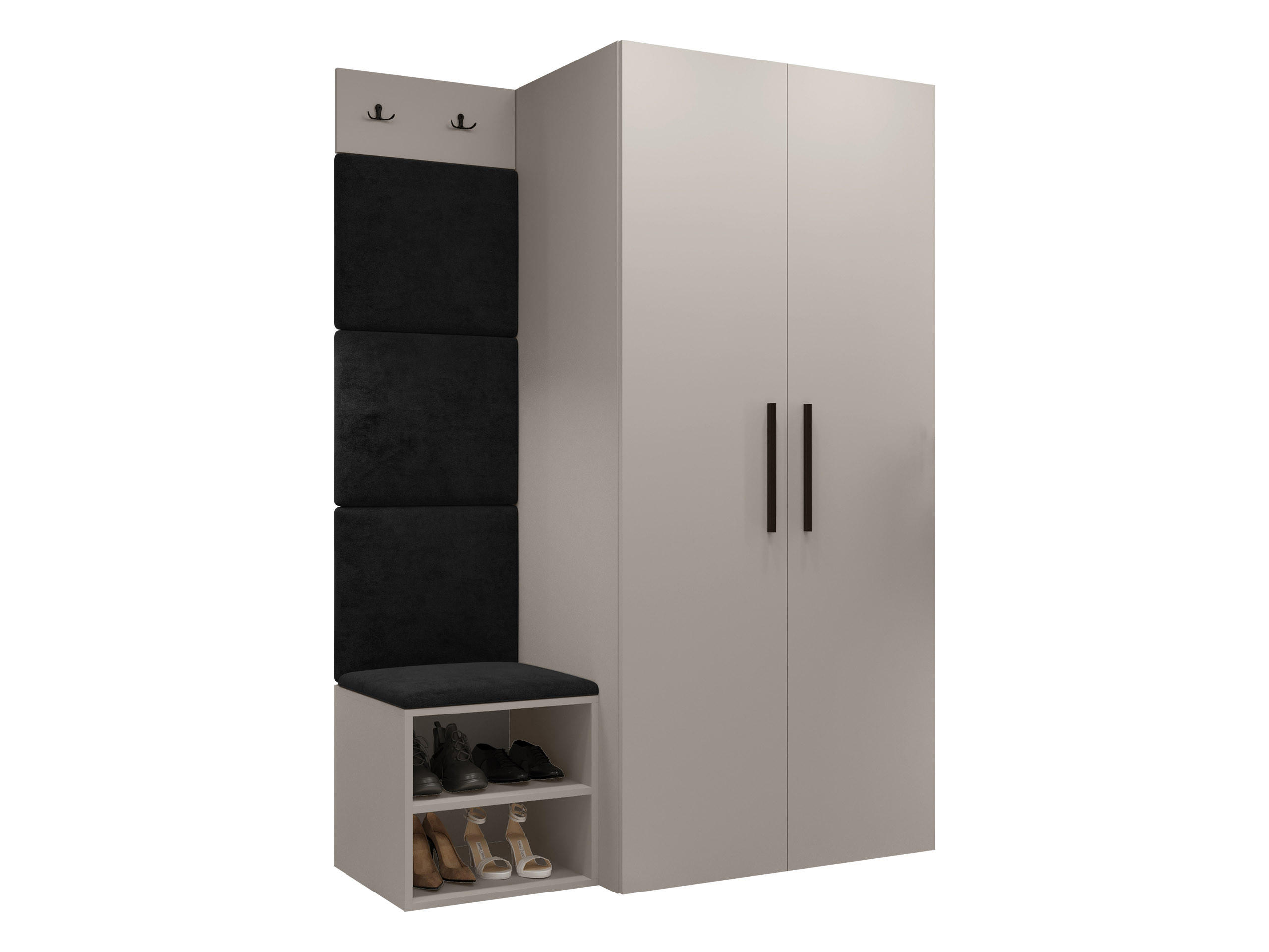GARDEROBEN-SET Medi IV - Kaschmir/Anthrazit, Holzwerkstoff/Kunststoff (80/191/50cm) - MIRJAN24