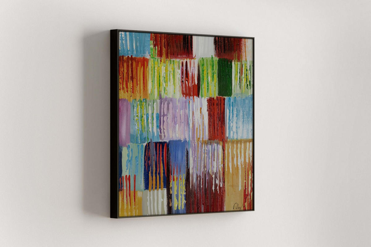 RUČNĚ MALOVANÝ AKRYLOVÝ OBRAZ, 60/60 CM - různobarevná, dřevo/textil (60/60cm) - KUNSTLOFT