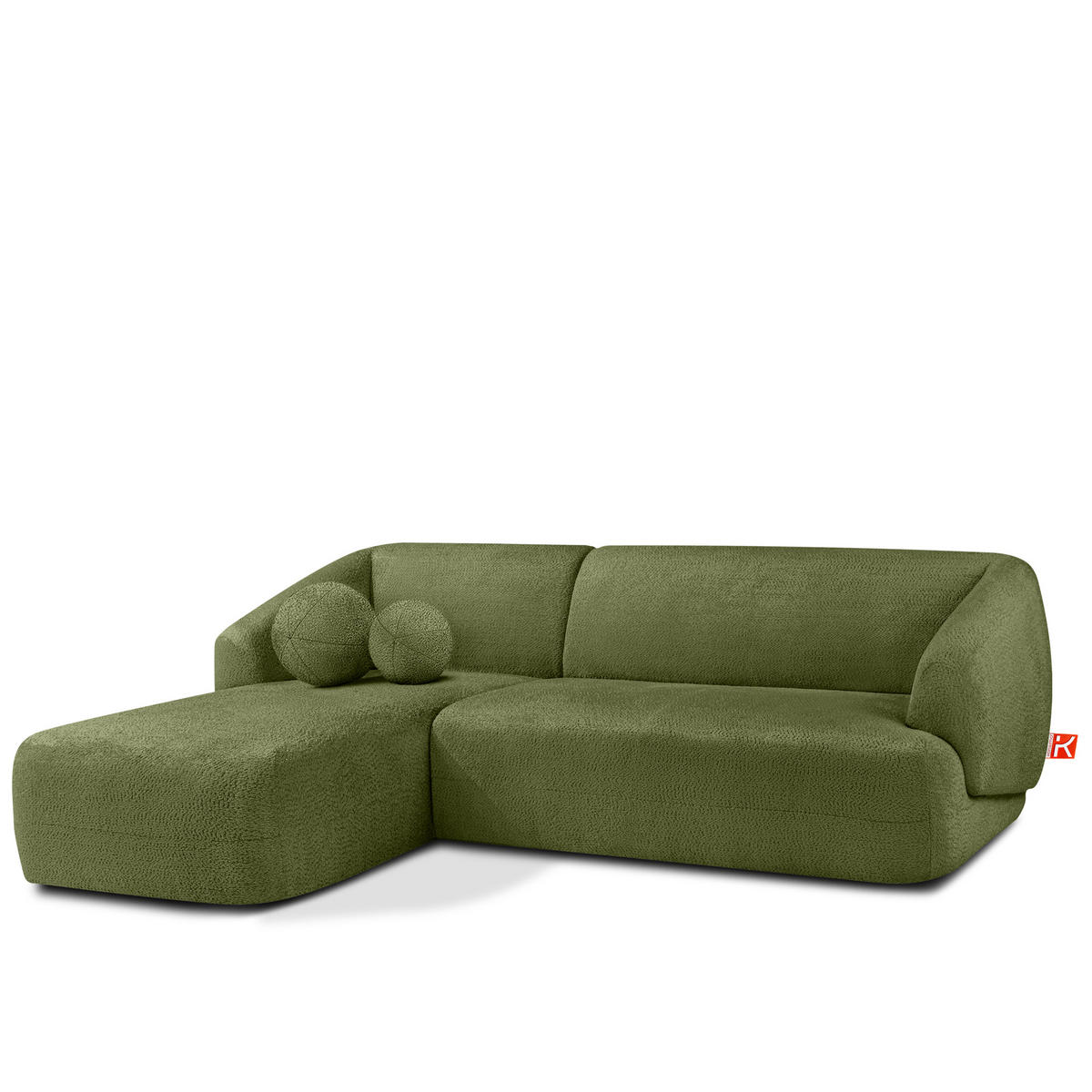 ECKSOFA LINKS VIRA, Oliv, Chenille - Schwarz/Olivgrün, Holz/Holzwerkstoff (300/160cm) - KONSIMO®