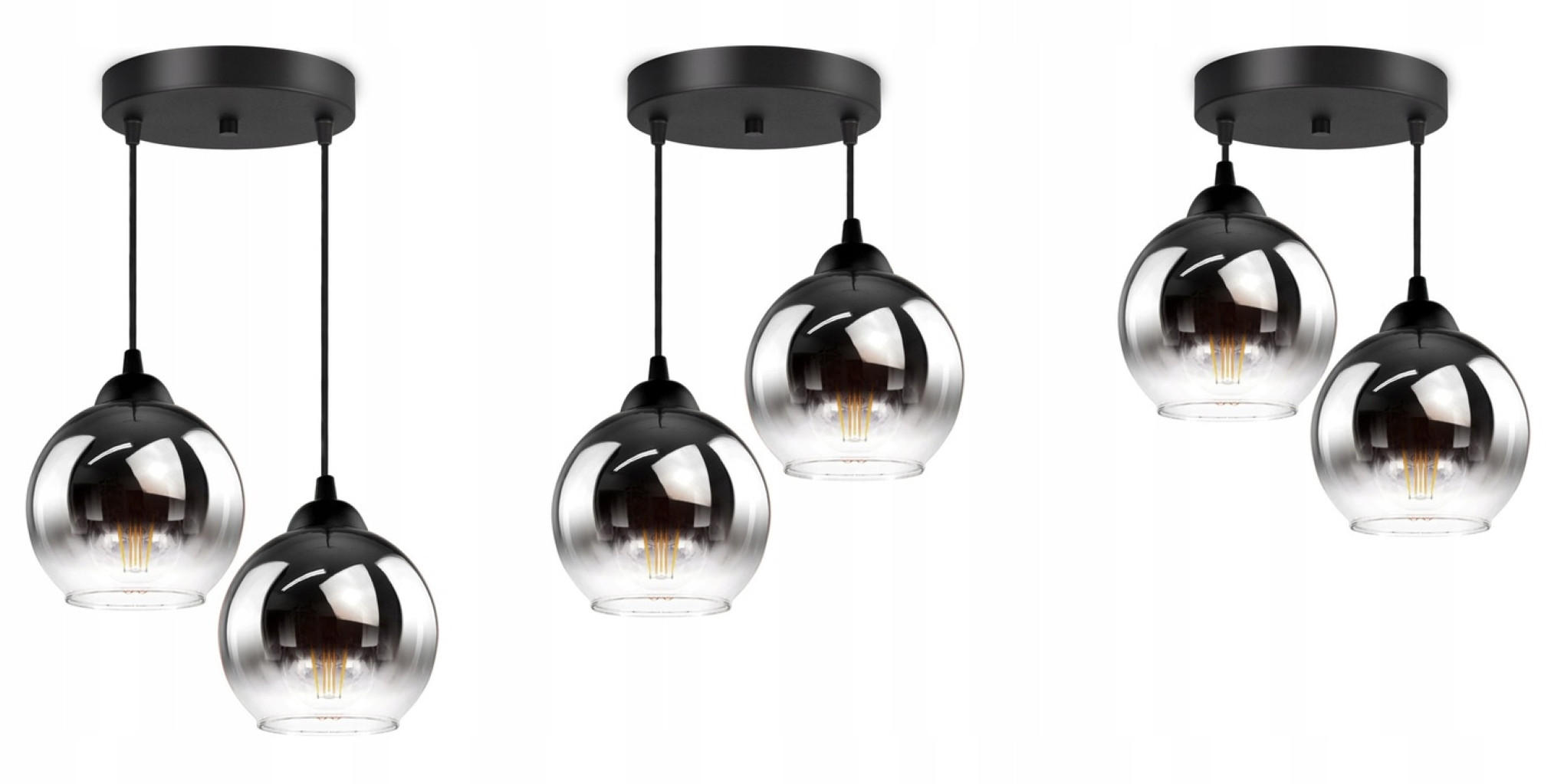 PENDELLEUCHTE MASUR - Transparent/Anthrazit, Glas/Metall (30/30/80cm) - kiki design
