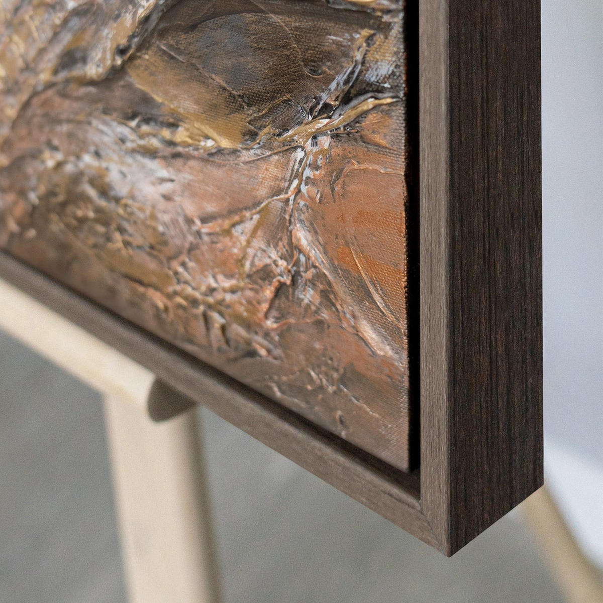 GEMÄLDE Marmorfluss Schattenfugenrahmen Grau 70x50 cm - Grau, Holz (70/50cm) - YS-art gallery