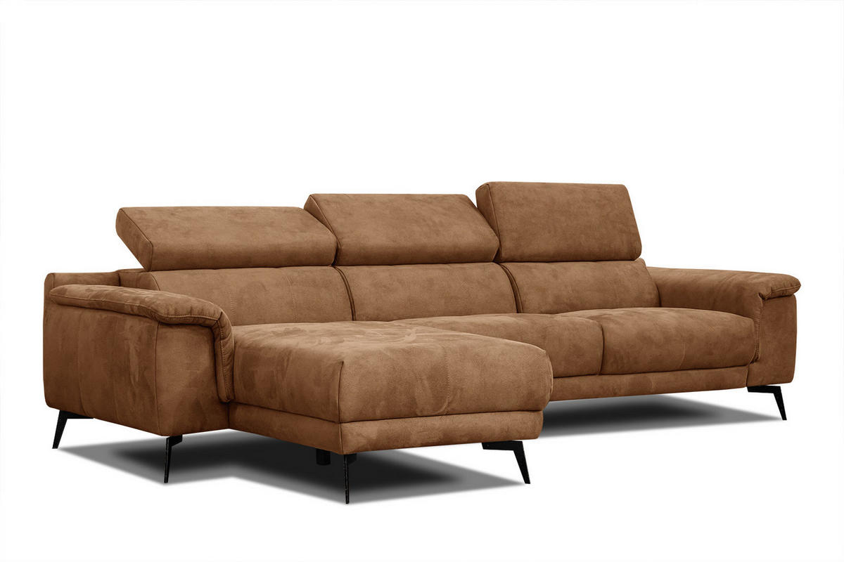 ECKSOFA FIERO 4-Sitzer, braun - Schwarz/Braun, Holzwerkstoff/Textil (158/269cm) - Courtois Laville