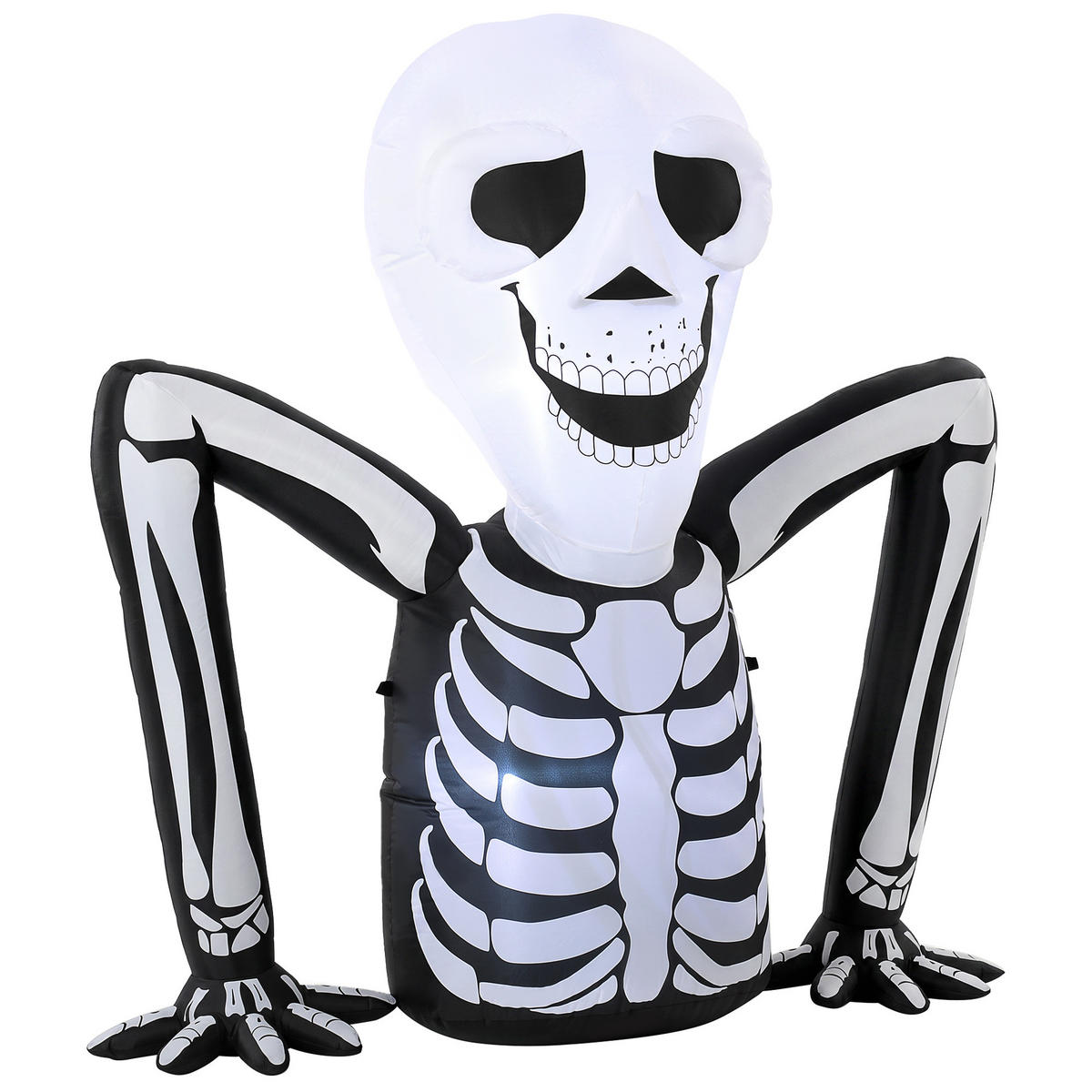 HALLOWEEN-SKELETT DE-42109 aufblasbar, aus dem Boden kriechend, mit LED - Schwarz, Kunststoff (153/142/53cm) - ComfortXL