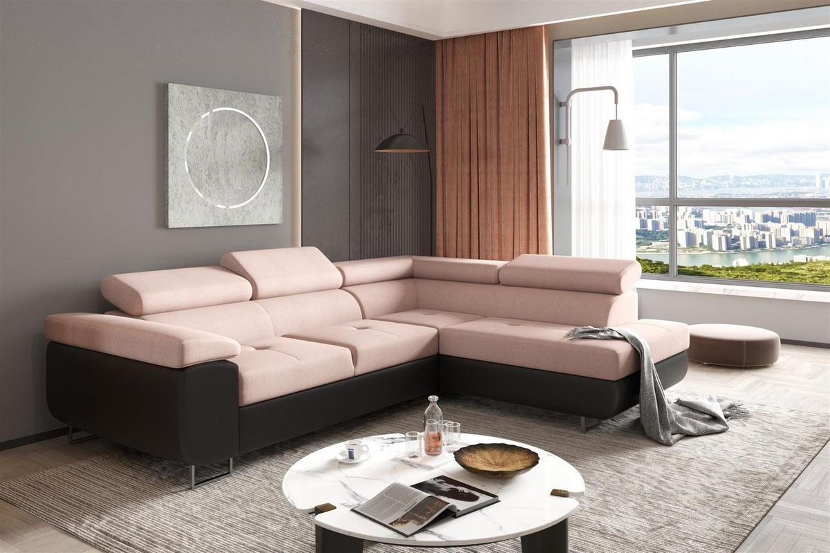ECKSOFA Jade Mit Schlaffunktion - Beige, Holzwerkstoff/Textil (275/202cm) - Fun Möbel