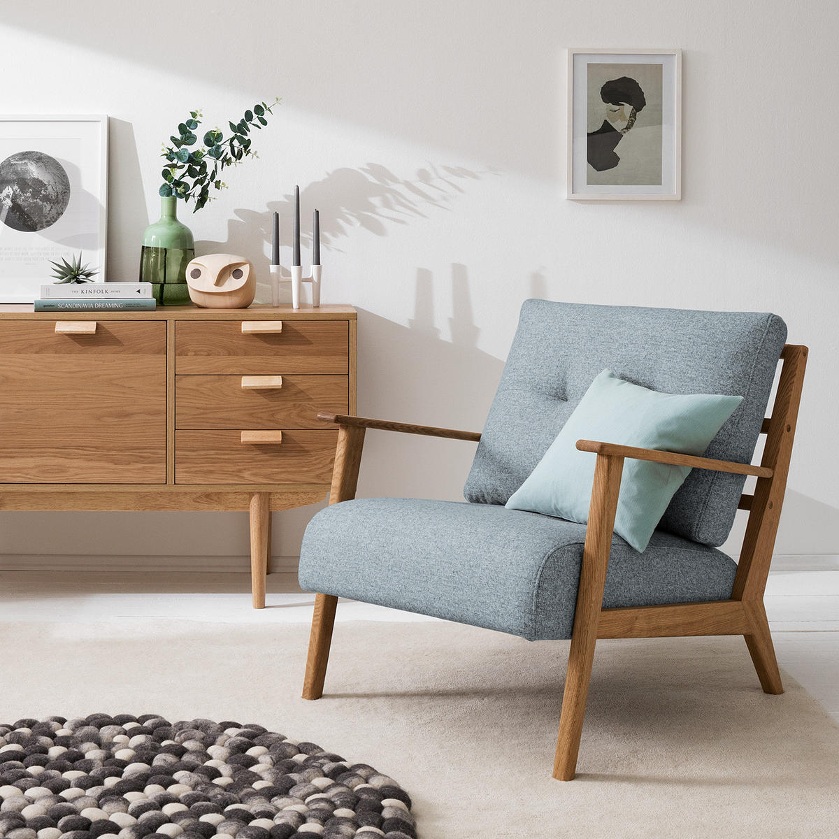 SESSEL - Braun/Grau, Eichenholz/Holz (83/80/75cm) - home24