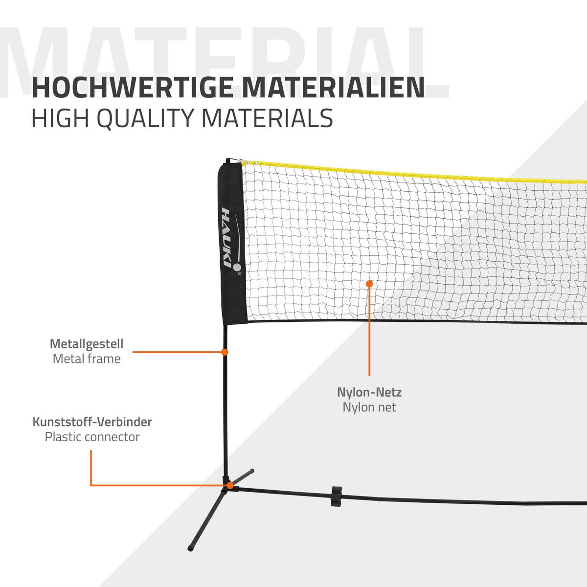 BADMINTON NET 5M - Schwarz, Metall (103/500cm) - Hauki