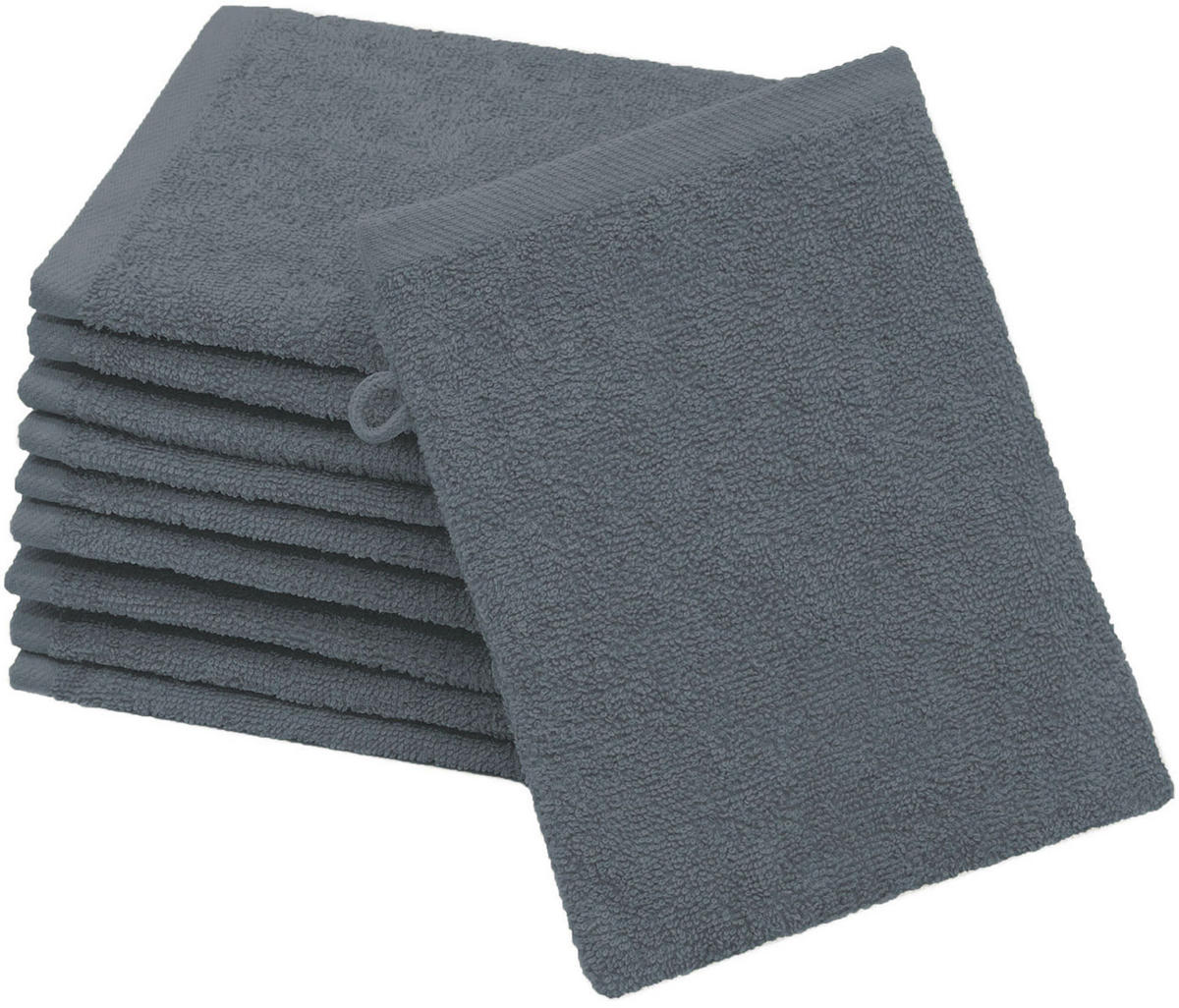 WASCHHANDSCHUH, 10er-Set, 16x21 cm, 100% Baumwolle, Grau - Grau, Textil (16/21cm) - Zollner
