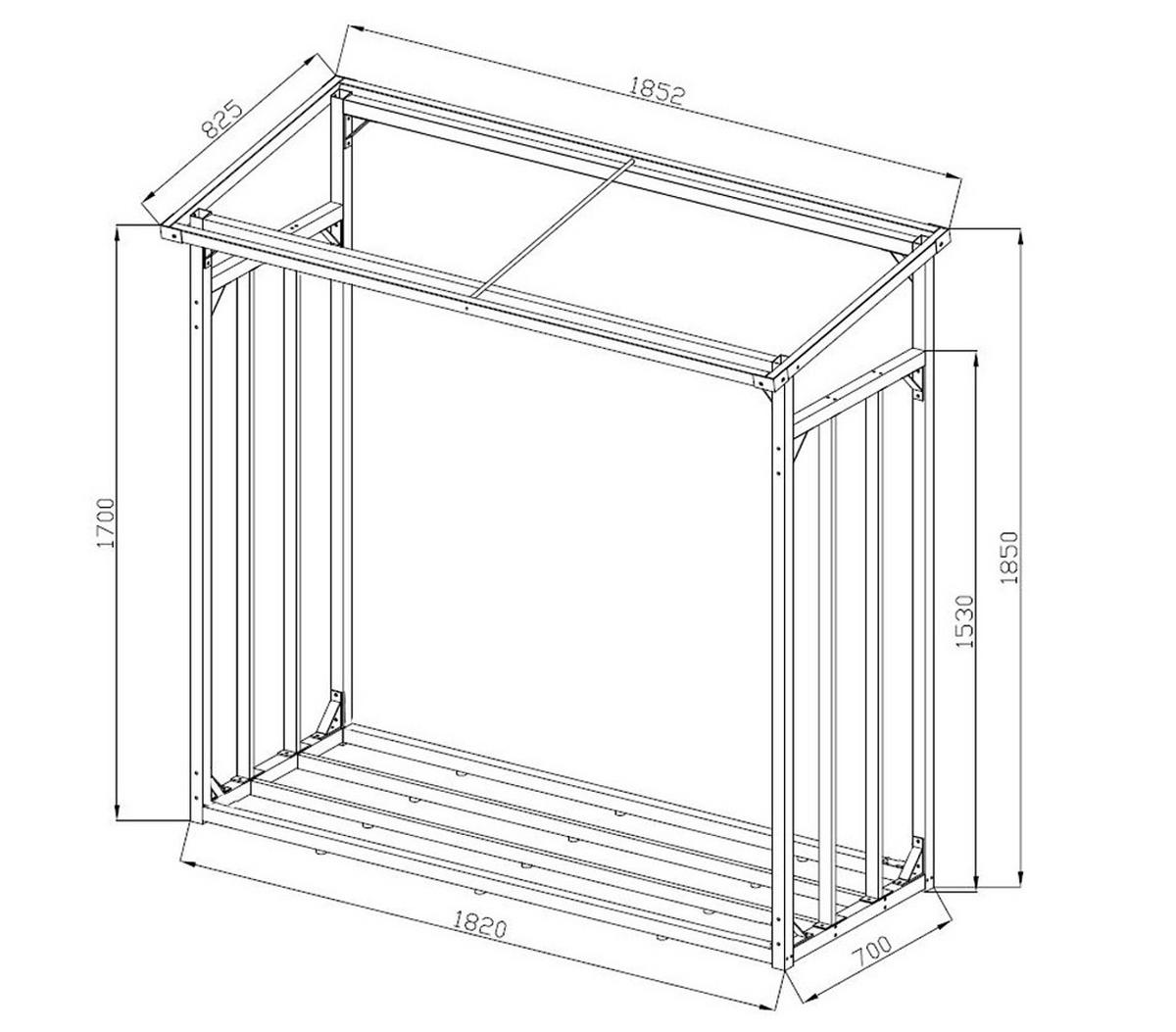 KAMINHOLZREGAL Außen 2 Stück 185x70x185 cm Aluminium Grau 4,6 m³ / 7 SRM - Grau, Metall (185/185/70cm) - QUICK STAR