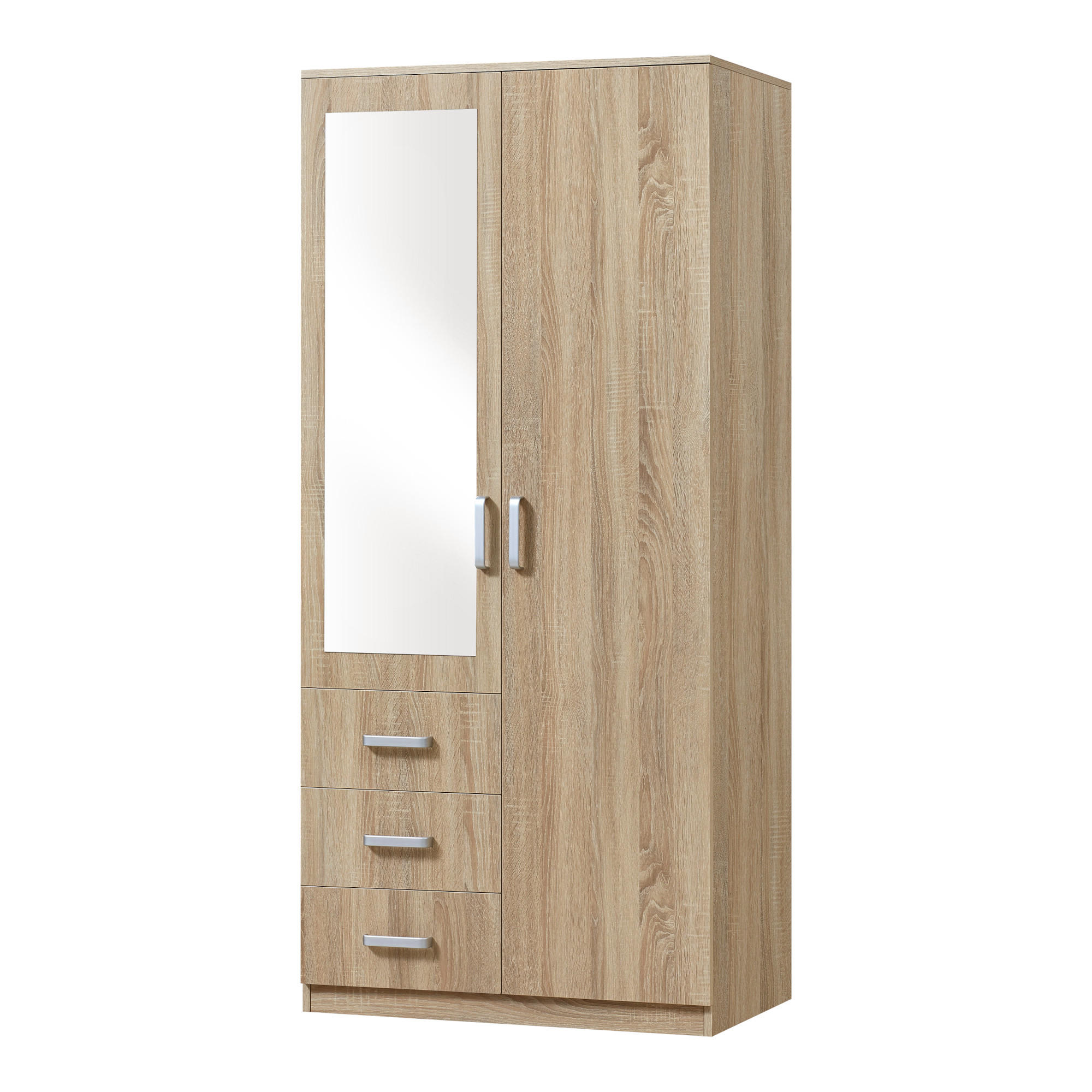 [en.casa] KLEIDERSCHRANK Sonoma Eiche 80cm × 52cm × 176cm