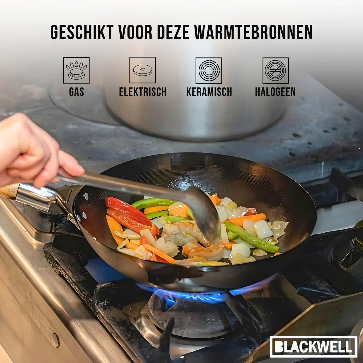 WOK-PFANNE Voccelli Carbonstahl - ø 25 cm - ohne Antihaftbeschichtung - Silberfarben, Metall (25cm) - Blackwell
