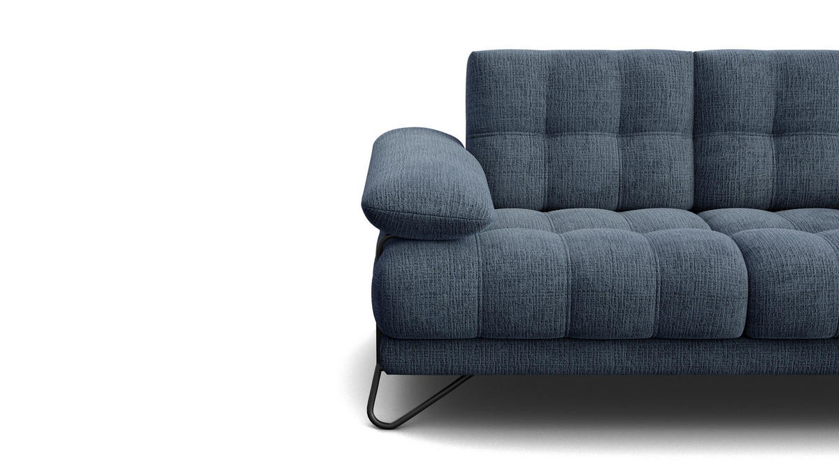 SOFA BUBBARA 2-Sitzer, marineblau - Blau/Schwarz, Holz/Textil (185/87/96cm) - Courtois Laville